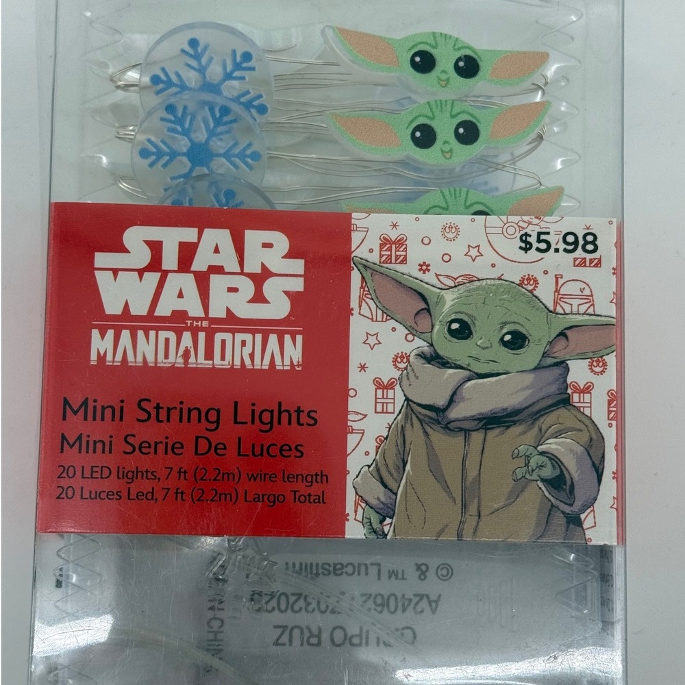 Star Wars The Mandalorian Grogu Baby Yoda Mini String Lights 20 LED 7ft A24062